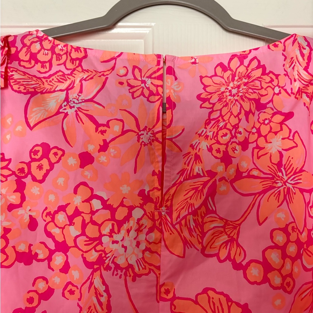 NWT Lilly Pulitzer Pink and Orange Floral Barbara Puff 3/4 Sleeve Blouse size L - Picture 7 of 7